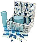 Coastal Stripe Picnic Basket, 4 Settings